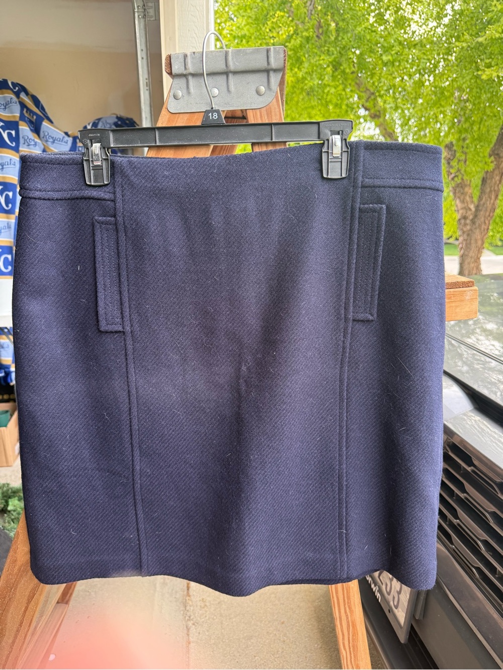 Talbots Navy Textured Pencil Skirt with Front Panel Detailing